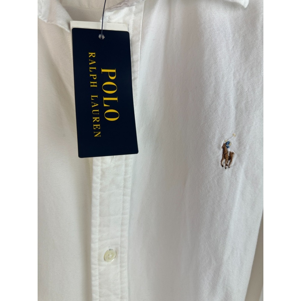 Polo Ralph Lauren Cotton Oxford Shirtdress Belted White Size 8 Old Money Preppy - Picture 11 of 13